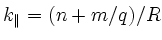 $k_\Vert=(n+m/q)/R$