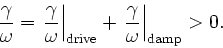 \begin{displaymath}
\frac{\gamma}{\omega} =
\left.\frac{\gamma}{\omega}\right\v...
...} +
\left.\frac{\gamma}{\omega}\right\vert _\mathrm{damp} > 0.
\end{displaymath}