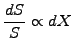 $\displaystyle \frac{dS}{S} \propto dX$