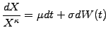 $\displaystyle \frac{dX}{X^\kappa} = \mu dt +\sigma dW(t)$