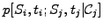 $ p[S_i,t_i;S_j,t_j\vert\mathcal{C}_j]$