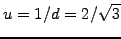 $ u=1/d=2/\sqrt{3}$